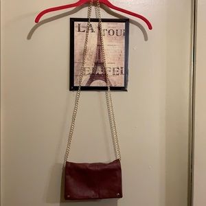 Burgundy Gold Chain Crossbody Bag